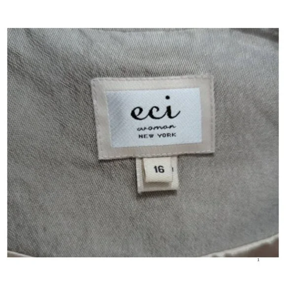 ECI Silk-Blend Metallic Tan Swing Jacket / Coat – Size 16 – EUC - Picture 4 of 5